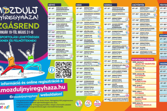 Január 19-én indul a Mozdulj Nyíregyháza – heti 68 ingyenes lehetőség a mozgásra