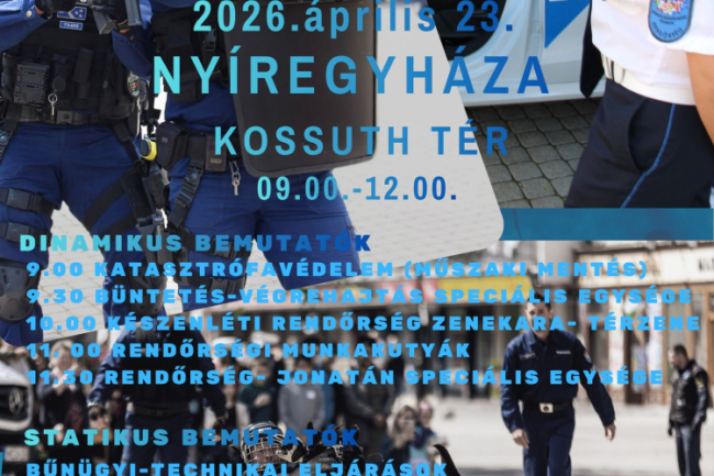 Látványos bemutatókkal érkezik a Rendőrség Napja Nyíregyházára