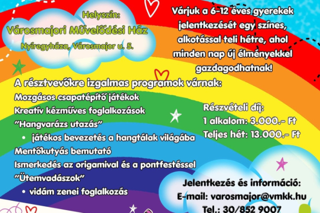 Kreatív nyár várja a gyerekeket a Városmajorban
