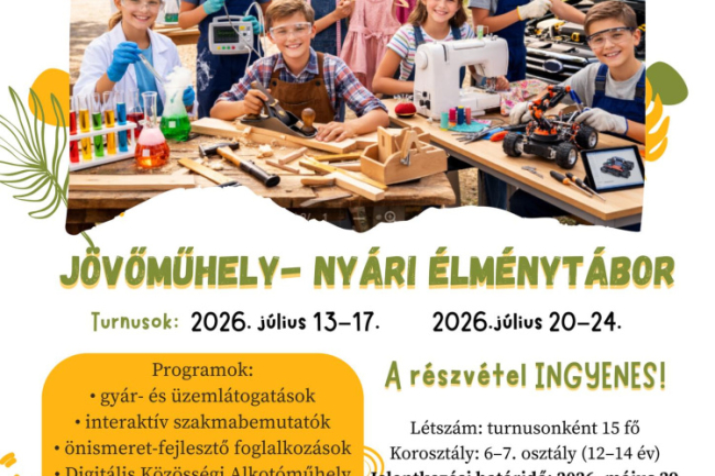 Ingyenes nyári élménytábort szervez a Nyíregyházi Szakképzési Centrum