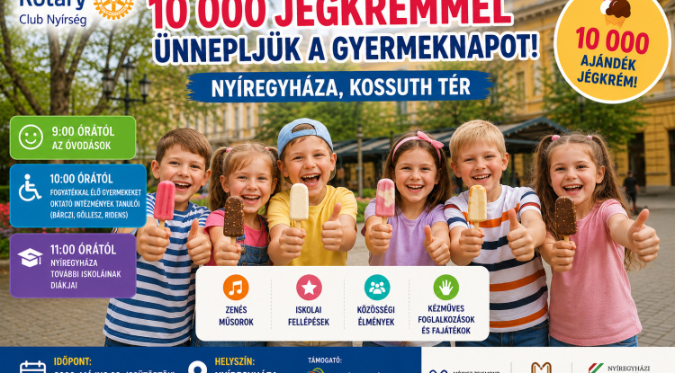 Ajándék a Rotary Club Nyírségtől: tízezer jégkrémmel ünneplik a gyermeknapot Nyíregyházán