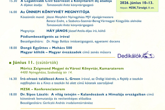 Itt a Könyvhét! - Hat napon át ünnepli az olvasást Nyíregyháza