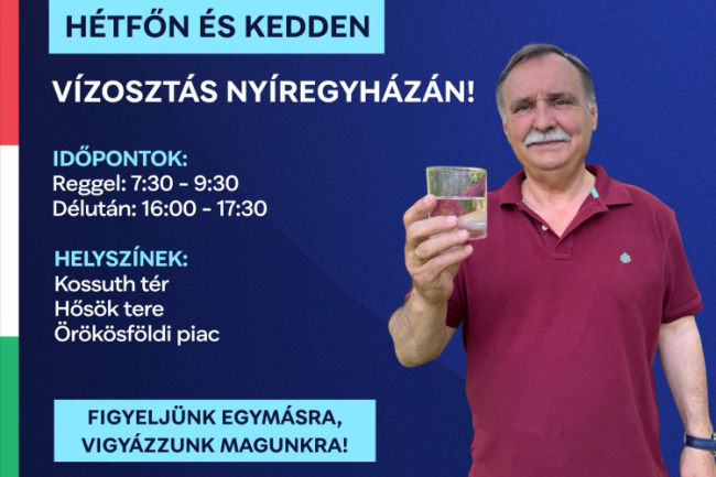 Vizet oszt a TISZA Párt Nyíregyházán a hőségriadó idején