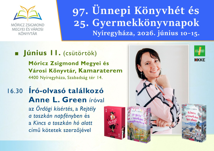 Anne L. Green érkezik Nyíregyházára az Ünnepi Könyvhét programjára