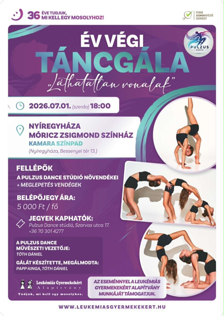 Jótékonysági táncgálára készül a Pulzus Dance Nyíregyházán