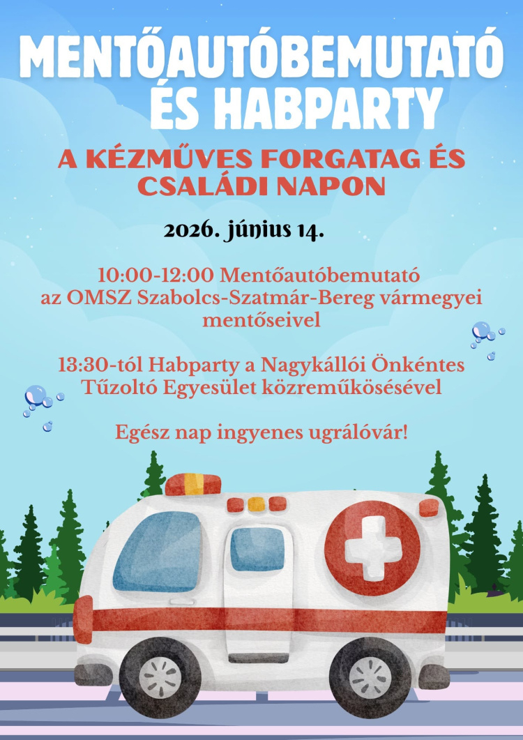 Mentőautó-bemutató és habparty várja a családokat a kertvárosi családi napon