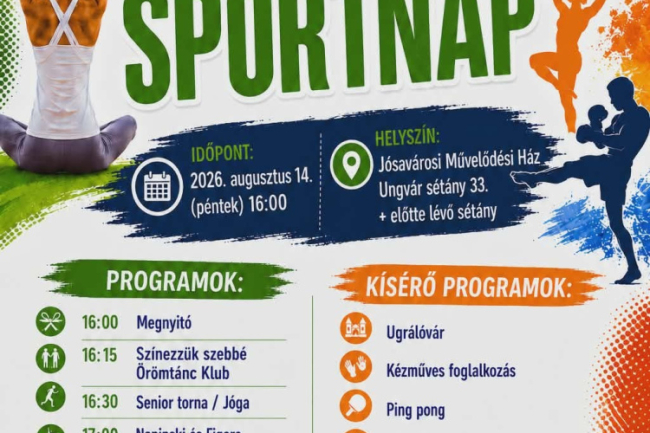 Jósavárosi Sportnap - Mozgással, bemutatókkal és családi programokkal várják az érdeklődőket