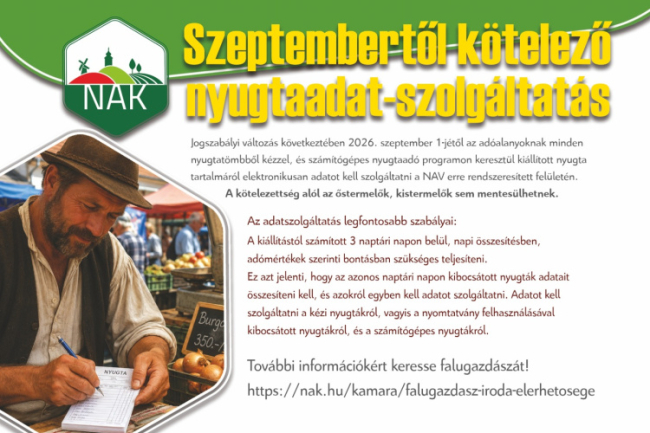 Szeptembertől kötelező a nyugtaadat-szolgáltatás – ingyenes tájékoztatókat tartanak a kistermelőknek