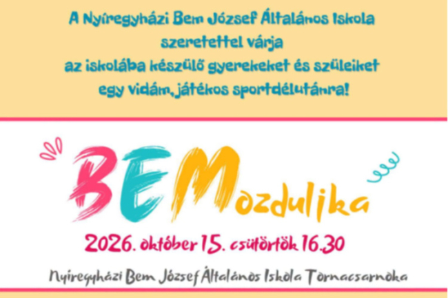 Játékos sportdélutánra várják a leendő elsősöket a Bem Iskolában