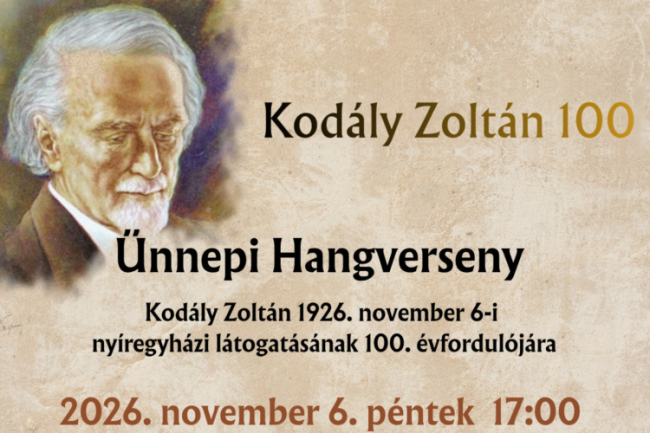 Ünnepi hangversennyel emlékeznek Kodály Zoltán nyíregyházi látogatására