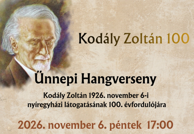 Ünnepi hangversennyel emlékeznek Kodály Zoltán nyíregyházi látogatására